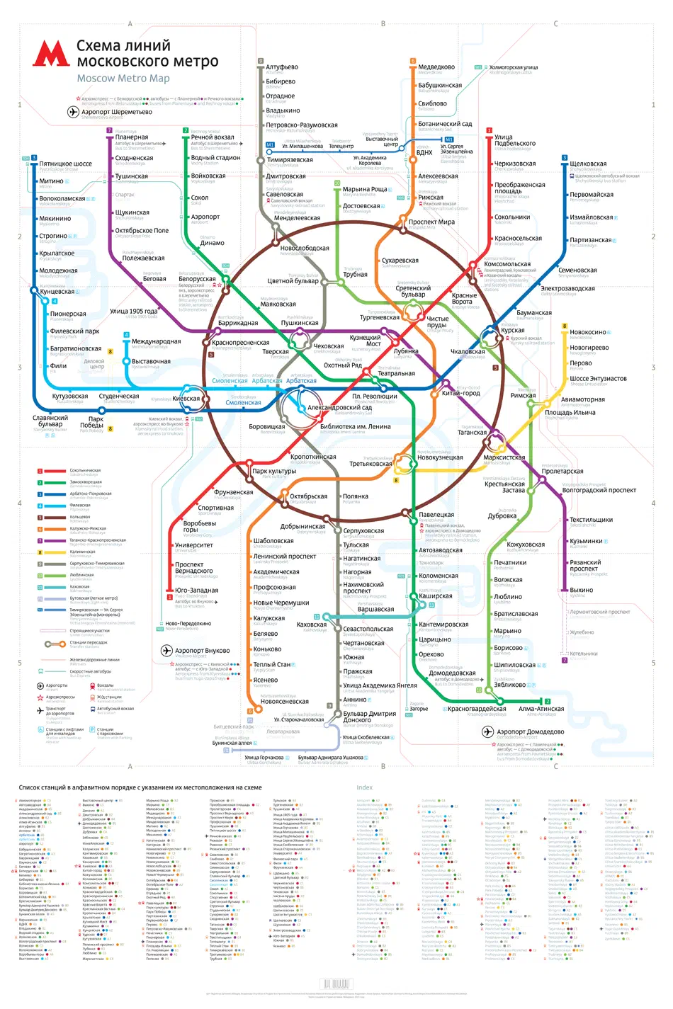 На картинке показан плакат Москвы Metro Map, который является подробной картой системы метро в России и содержит различные красочные линии и текст, содержащий всеобъемлющий обзор транспортной системы города.
