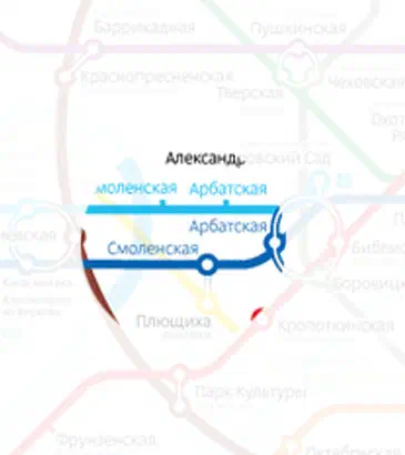 Карта показывает карту московской системы метро с картой маршрута железнодорожной станции в центре.