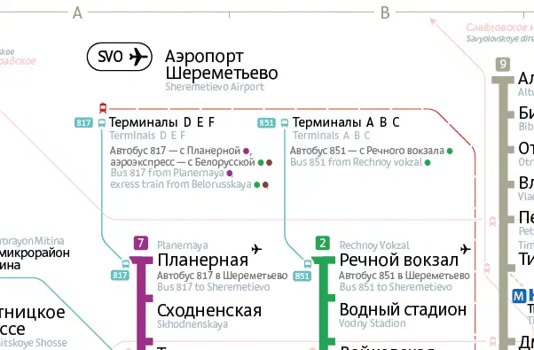 Карта показывает карту Московской Метросистемы с картой маршрута железнодорожной станции в центре. Карта заполнена текстами и маршрутами и содержит подробную информацию о структуре станции.