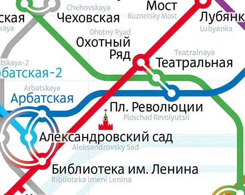 Карта показывает карту московской системы метро с красной линией, указывающей маршрут системы метро.
