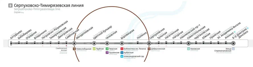 Изображение показывает карту московской системы метро с белым фоном и текстом, указывающим маршрут системы метро.