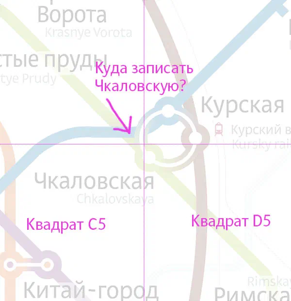 Карта показывает карту московской системы метро с красной стрелкой, указывающей на центр карты, с указанием местоположения станции.